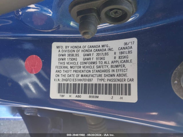 Honda CIVIC SI 2017 2HGFC1E51HH701697 Image 9