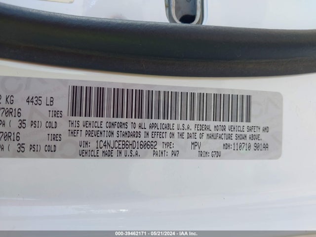 1C4NJCEB6HD160662 Jeep Compass Latitude Fwd