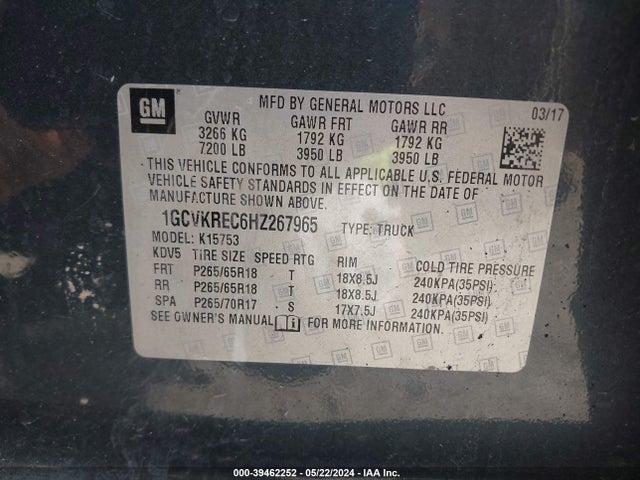Chevrolet Silverado 1500 1lt 2017 1GCVKREC6HZ267965 Image 9