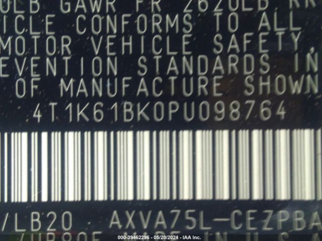 4T1K61BK0PU098764 Toyota Camry Xse Awd
