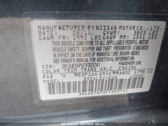 Nissan SENTRA SV 2015 3N1AB7AP5FY323741 Image 9
