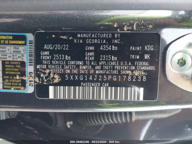 5XXG14J25PG178238 KIA K5 LXS