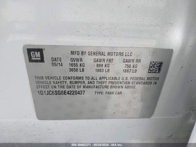 Chevrolet Sonic Lt Auto 2014 1G1JC6SG6E4220437 Image 9
