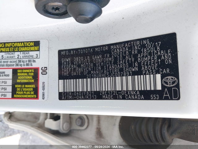Toyota COROLLA LE 2018 2T1BURHE5JC007891 Image 9