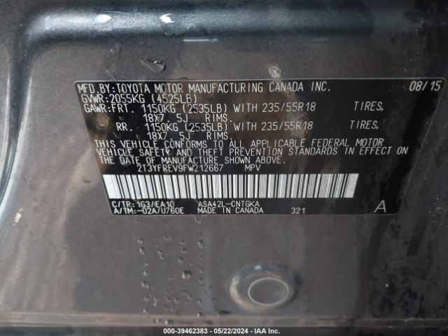 2T3YFREV9FW212667 Toyota Rav4 Limited