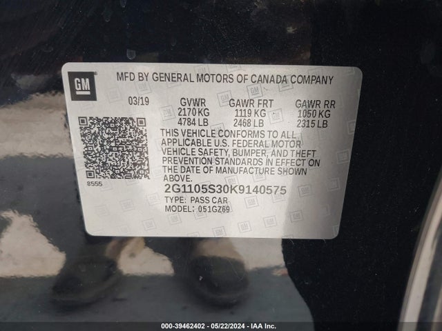 Chevrolet Impala Premier 2019 2G1105S30K9140575 Image 9