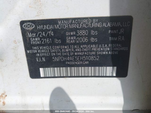 5NPDH4AE5EH510852 Hyundai ELANTRA SE