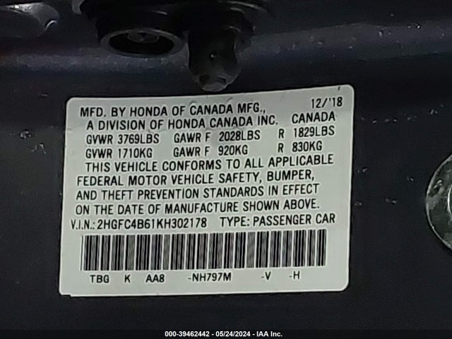 Honda Civic Lx 2019 2HGFC4B61KH302178 Image 9