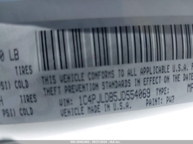 1C4PJLDB5JD554069 Jeep Cherokee Limited Fwd
