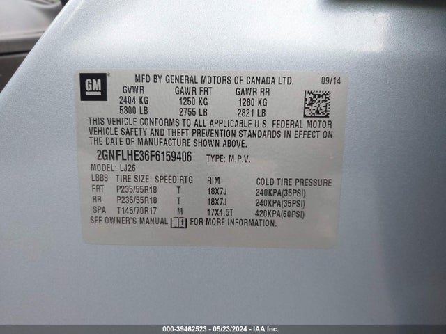 Chevrolet Equinox Ltz 2015 2GNFLHE36F6159406 Image 9