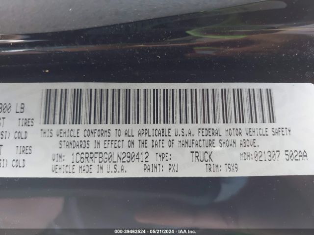 1C6RRFBG0LN290412 RAM 1500 Big Horn Quad Cab 4x4 6'4 Box