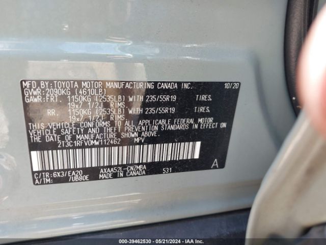 2T3C1RFV0MW112462 Toyota Rav4 Xle Premium