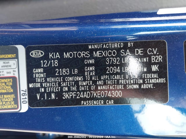 KIA Forte Lxs 2019 3KPF24AD7KE074300 Image 9
