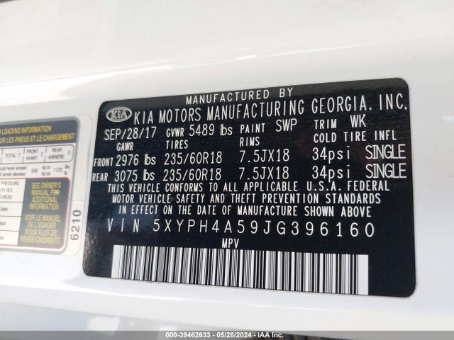 KIA Sorento 3.3l Ex 2018 5XYPH4A59JG396160 Image 9
