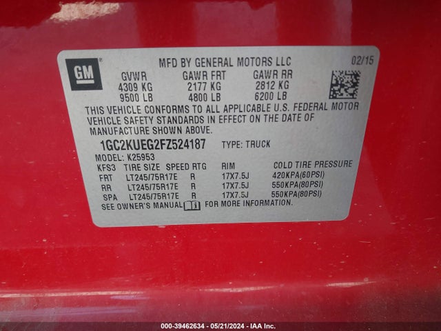 1GC2KUEG2FZ524187 Chevrolet Silverado 2500hd Wt