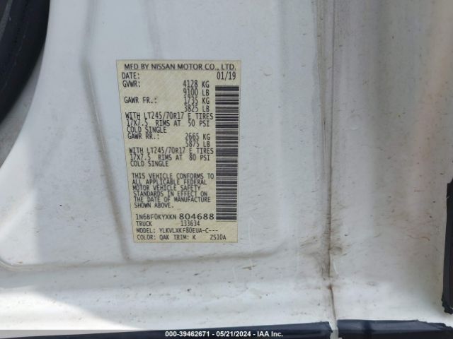 1N6BF0KYXKN804688 Nissan Nv Cargo Nv2500 Hd Sv V6