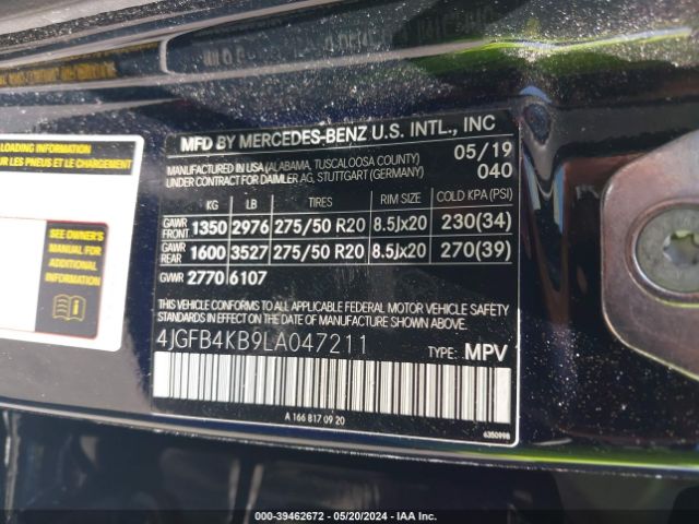 4JGFB4KB9LA047211 Mercedes-Benz Gle 350 4matic