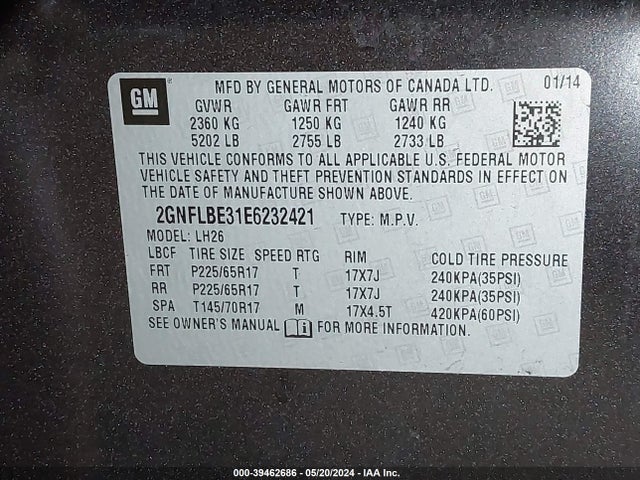 Chevrolet EQUINOX 1LT 2014 2GNFLBE31E6232421 Image 9