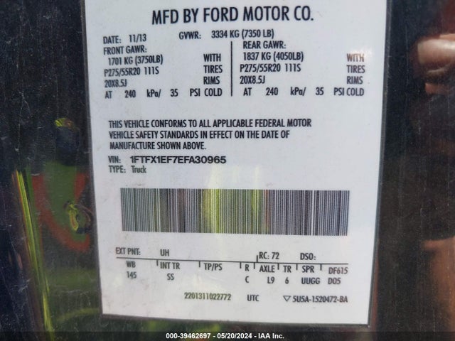 Ford F-150 Stx 2014 1FTFX1EF7EFA30965 Image 9
