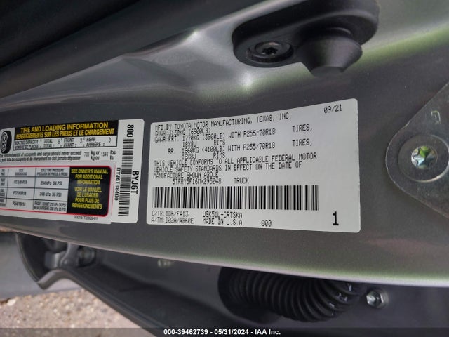 Toyota Tundra Sr 2021 5TFRY5F16MX295048 Image 9