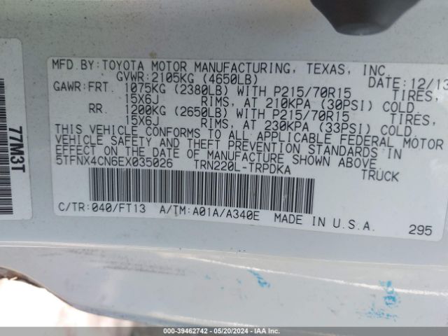 5TFNX4CN6EX035026 Toyota Tacoma