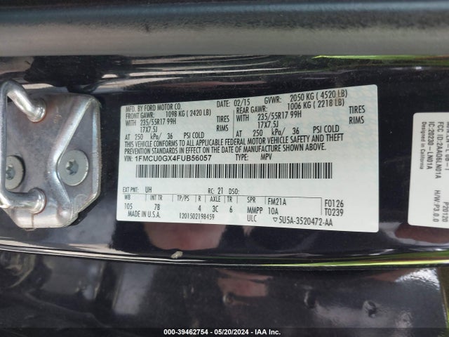Ford ESCAPE SE 2015 1FMCU0GX4FUB56057 Image 9