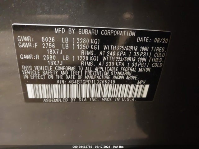 4S4BTGPD1L3265218 Subaru Outback Touring Xt