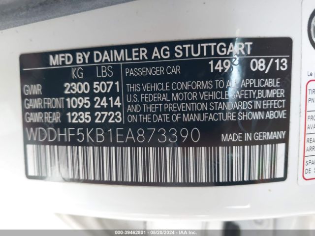 WDDHF5KB1EA873390 Mercedes-Benz E 350