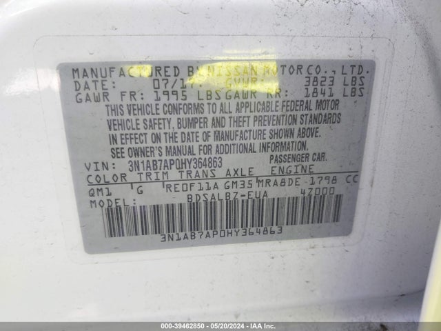 Nissan SENTRA S 2017 3N1AB7AP0HY364863 Image 9