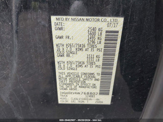 Nissan Frontier Pro-4x 2017 1N6AD0EV4HN768802 Image 9