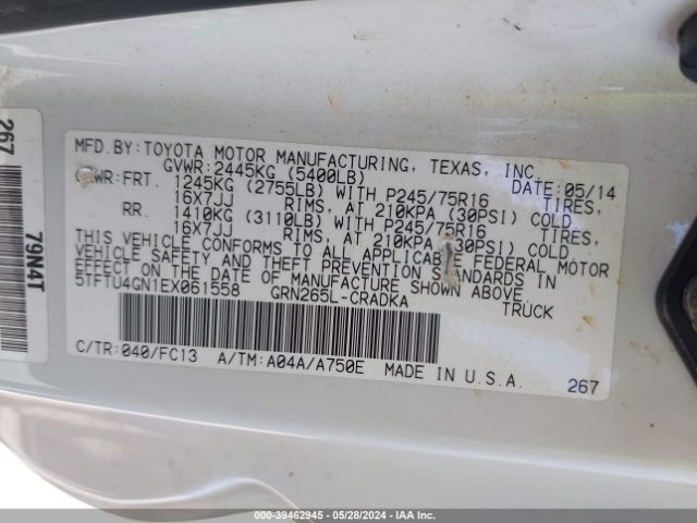 5TFTU4GN1EX061558 Toyota Tacoma Prerunner V6