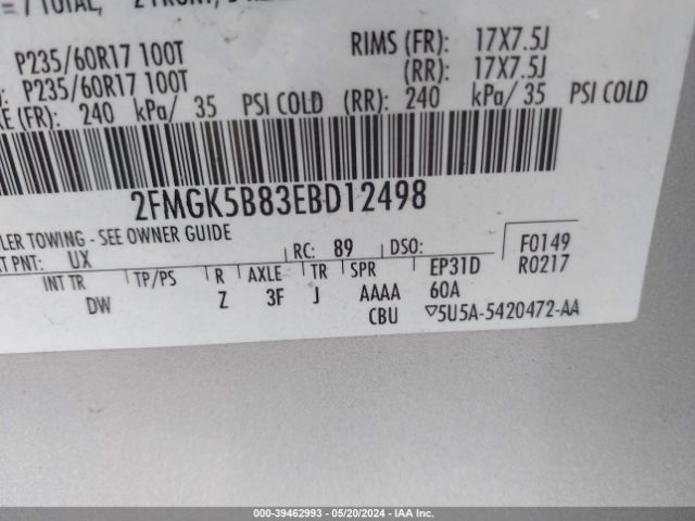 2FMGK5B83EBD12498 Ford FLEX SE