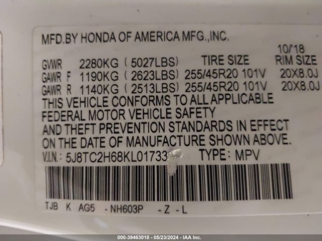 5J8TC2H68KL017334 Acura Rdx A-spec Package