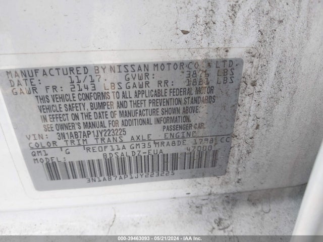 Nissan SENTRA SV 2018 3N1AB7AP1JY223225 Image 9