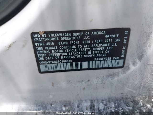 1VWAS7A33FC108522 Volkswagen Passat 1.8t Limited Edition