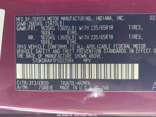 Toyota Highlander Xle 2023 5TDKDRAH1PS022084 Image 9