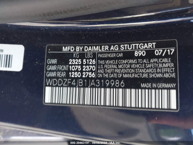 WDDZF4JB1JA319986 Mercedes-Benz E 300