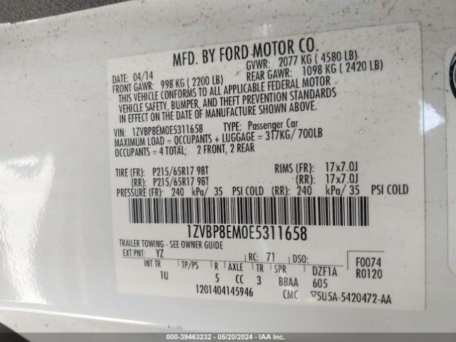 1ZVBP8EM0E5311658 Ford Mustang V6