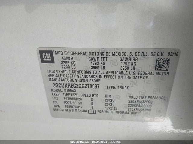 Chevrolet Silverado 1500 1lt 2016 3GCUKREC2GG278097 Image 9