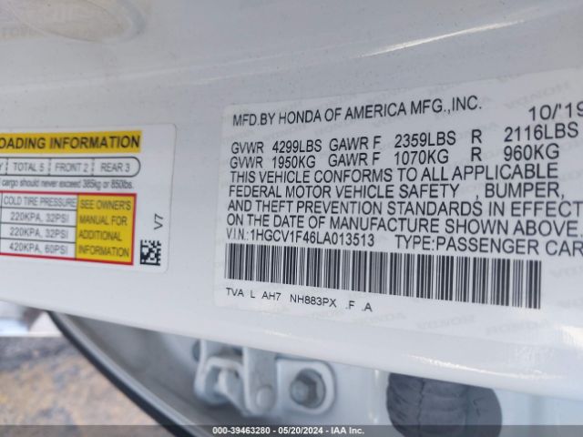 1HGCV1F46LA013513 Honda ACCORD EX