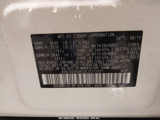 Subaru Outback 2.5i Premium 2018 4S4BSACC6J3212007 Image 9