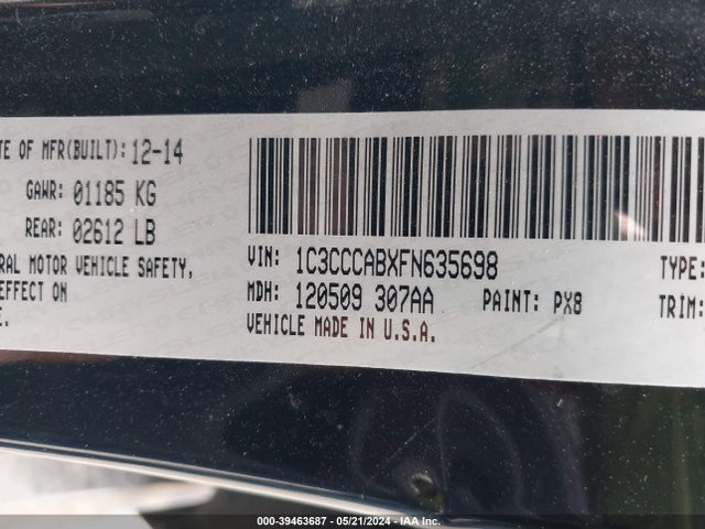 1C3CCCABXFN635698 Chrysler 200 Limited