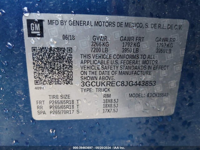 Chevrolet Silverado 1500 2lt 2018 3GCUKREC8JG443853 Image 9