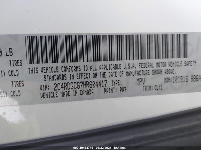 Dodge Grand Caravan Sxt 2017 2C4RDGCG7HR604417 Image 9
