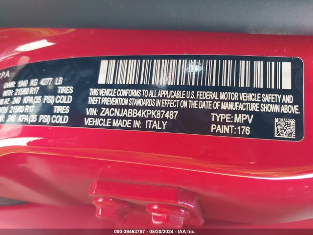 ZACNJABB4KPK87487 Jeep Renegade Latitude Fwd