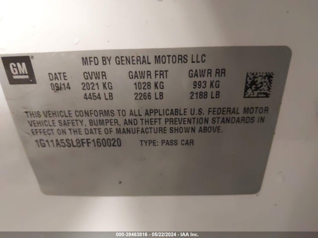 Chevrolet Malibu 1fl 2015 1G11A5SL8FF160020 Image 9