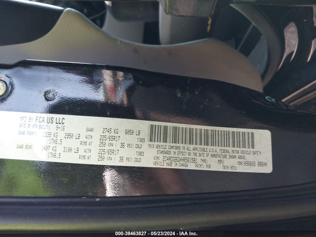 39463827 :رقم المزاد ، 2C4RDGBGXHR561581 vin ، 2017 Dodge Grand Caravan Se مزاد بيع