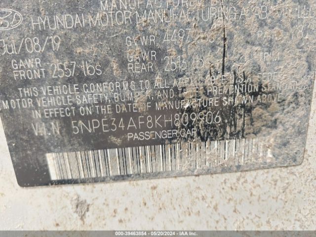 5NPE34AF8KH809906 Hyundai Sonata Sport