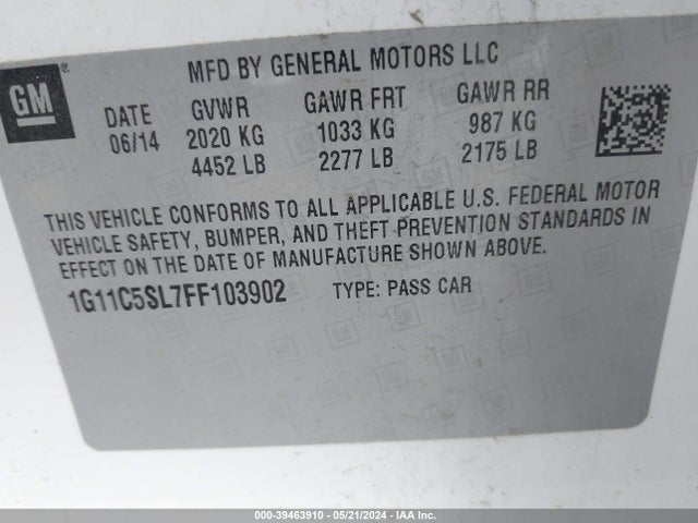 Chevrolet MALIBU 1LT 2015 1G11C5SL7FF103902 Image 9