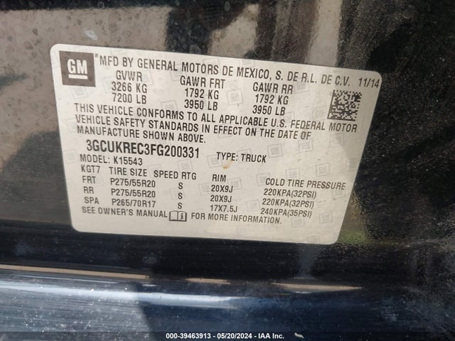 Chevrolet Silverado 1500 1lt 2015 3GCUKREC3FG200331 Image 9